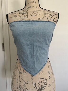 Light Blue Denim Triangle Bandana Top